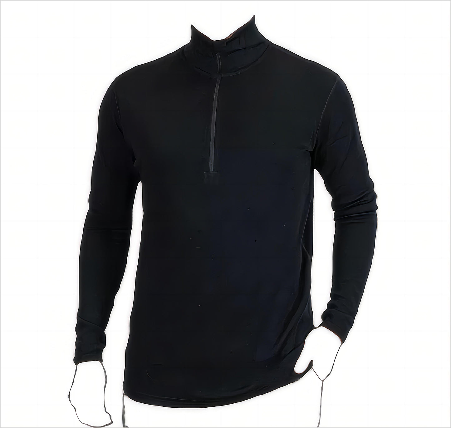 100% Merino Wool Men's Base Layer Zip Coat Black